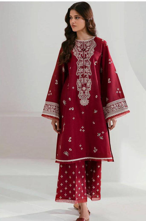 Maroon Embroidered 2-Piece Suit
