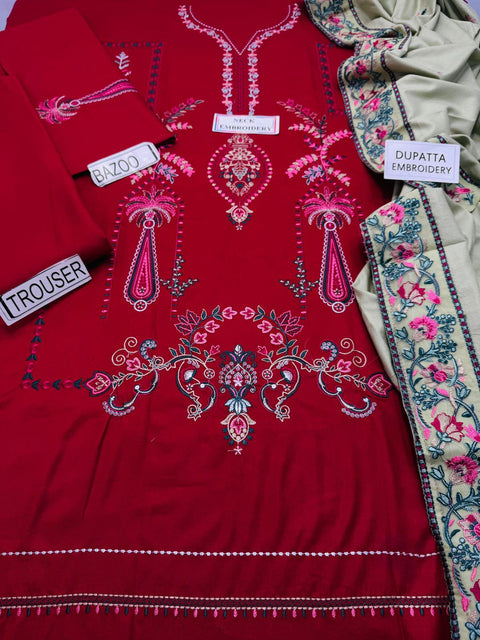 3 PIECE UNSTITCHED EMBROIDERED WINTER COLLECTION