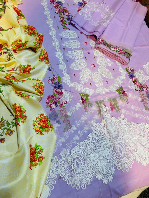 3 PIECE UNSTITCHED EMBROIDERED DHANAK COLLECTION