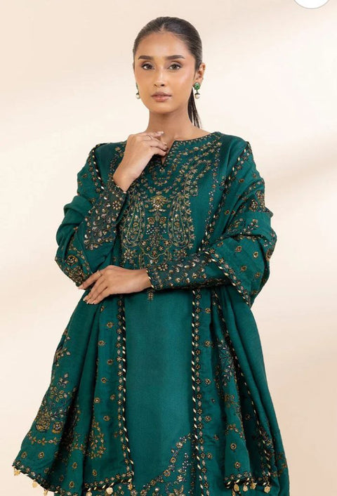 3 PIECE EMBROIDERED WINTER DHANAK UNSTITCHED