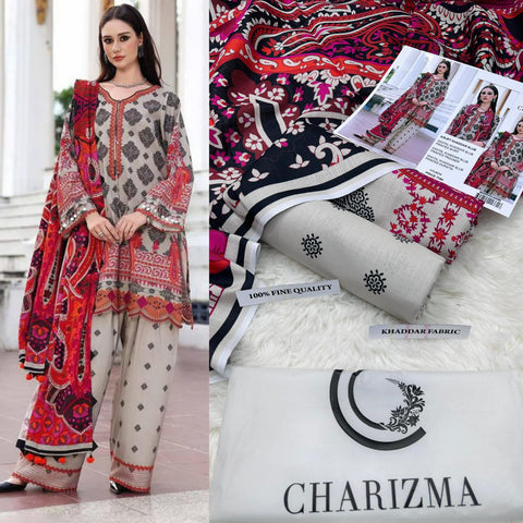 3 PIECE UNSTITCHED PRINTED KHADDAR COLLECTION.