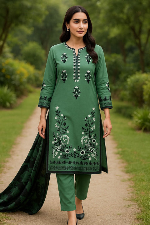 3 PIECE UNSTITCHED EMBROIDERED DHANAK COLLECTION