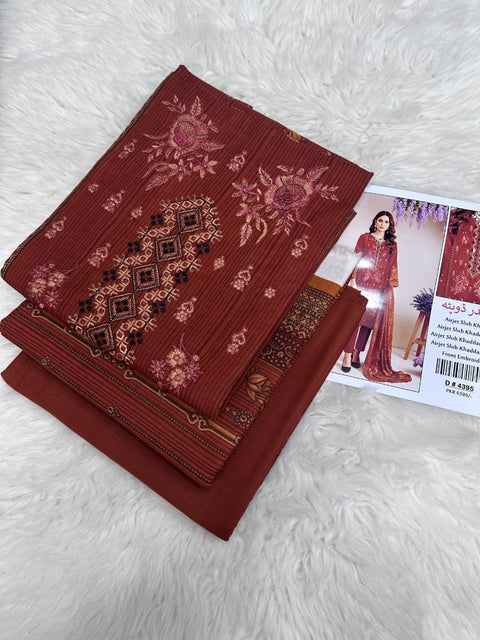 3 PIECE UNSTITCHED PRINTED EMBROIDERED KHADDAR WINTER COLLECTION