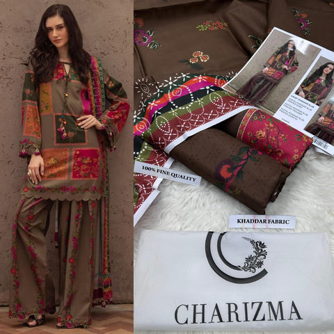 3 PIECE UNSTITCHED PRINTED KHADDAR COLLECTION.