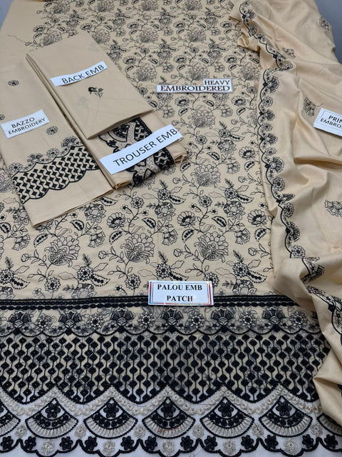 3 PIECE UNSTITCHED EMBROIDERED DHANAK COLLECTION