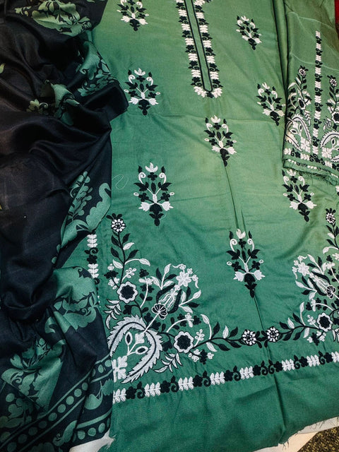 3 PIECE UNSTITCHED EMBROIDERED DHANAK COLLECTION