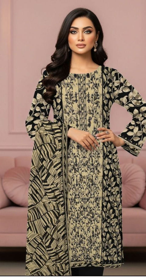 3 PIECE UNSTITCHED PRINTED EMBROIDERED KHADDAR COLLECTION
