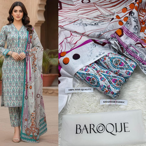3 PIECE UNSTITCHED PRINTED KHADDAR WINTER COLLECTION