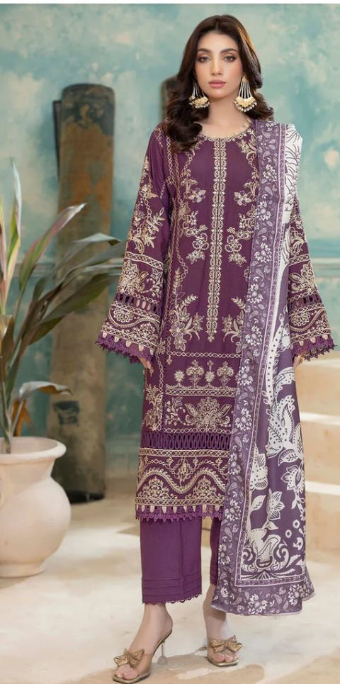 3 PIECE EMBROIDERED UNSTITCHED WINTER DHANAK HIGH QUALITY