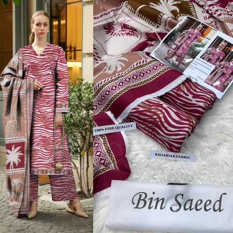 3 PIECE UNSTITCHED PRINTED KHADDAR WINTER COLLECTION