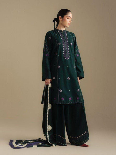 3 PIECE EMBROIDERED WINTER DHANAK UNSTITCHED