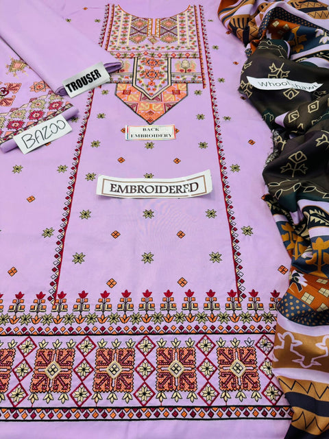 3 PIECE UNSTITCHED EMBROIDERED WINTER DHANAK COLLECTION