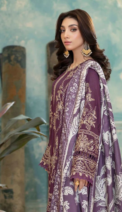 3 PIECE EMBROIDERED UNSTITCHED WINTER DHANAK HIGH QUALITY