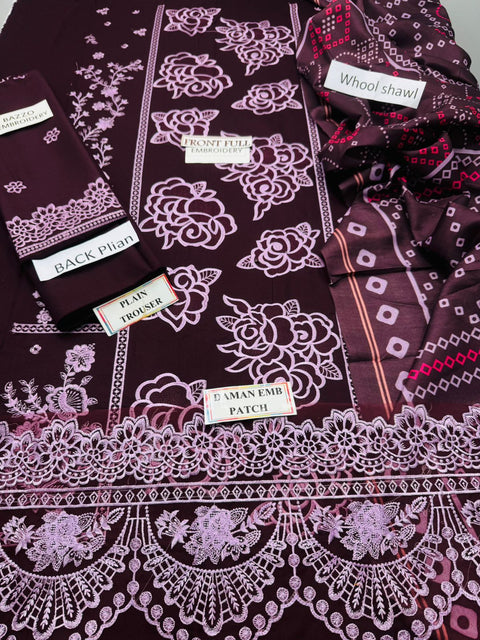 3 PIECE UNSTITCHED EMBROIDERED DHANAK COLLECTION